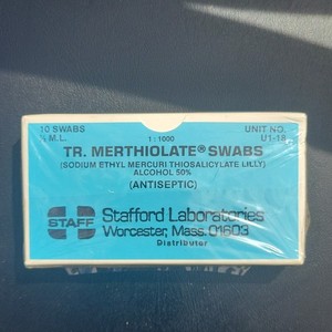 TR Merthiolate Antiseptic Swabs 10 Swabs 1:1000 Stafford Laboratories Eli Lilly