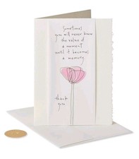 Papyrus Value Of A Moment Thank You Card Elegant Flower Design Blank Inside