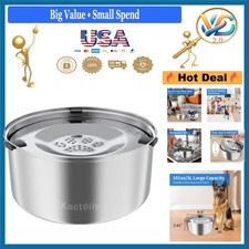 Large Capacity Stainless Steel Dog Water Bowl No Spill Slow Drinking 3L