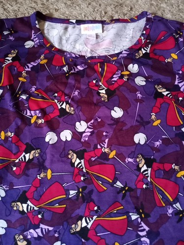 LuLaRoe Disney Villains Captain Hook T-shirt Dress Sz Medium Purple - Picture 6 of 12