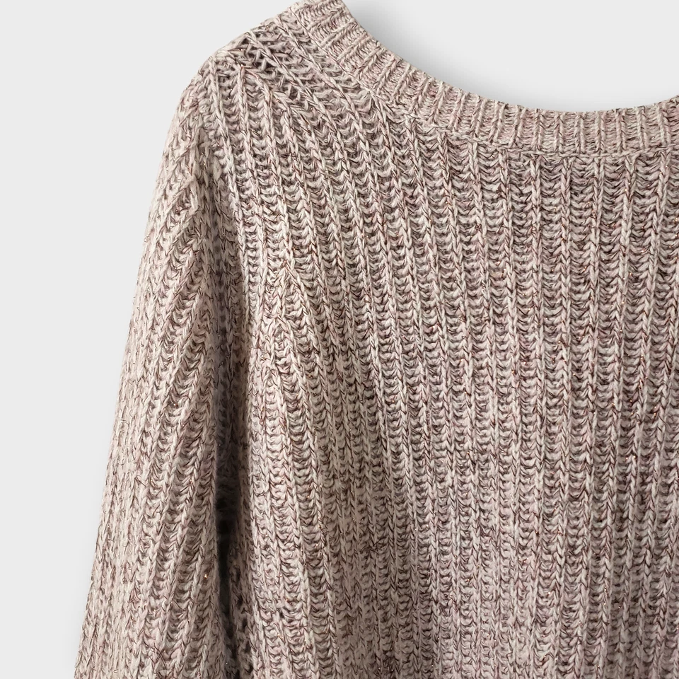 Rag & Bone Athena Cashmere Oversized Open Knit Pullover Sweater Pink Gold Sz Lg - Image 2 of 4