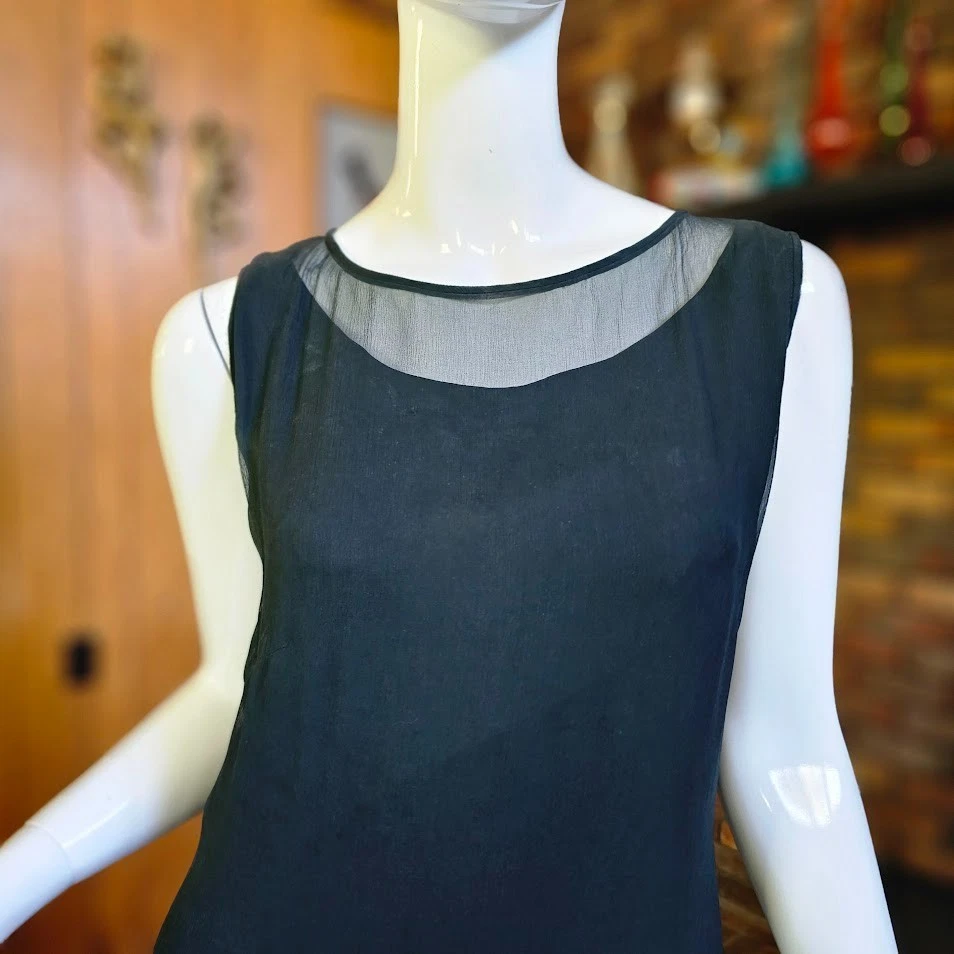 Vestido De Colección Años 60 Mod Go Organza Pluma Gasa Cóctel Fiesta Terremoto Juvenil M/L Foto 3 de 4