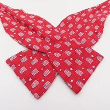 Vineyard Vines Silk Bow Tie Red White Blue Flag USA 2.5" Wide Self Tie