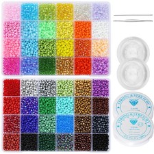 Size 4mm Glass Seed Beads 48 Colors Total About 6800pcs,6/0 Small Seed Beads ...