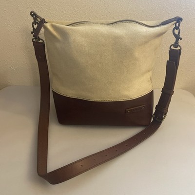 L.l. Bean Purse Tan and Dark Brown Adjustable/detachable Crossbody Strap 10X11X5