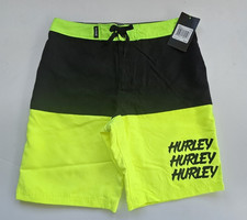 Hurley Boys 26 12 Black Lime Green Volt Yellow Logo Surf Board Shorts NWT