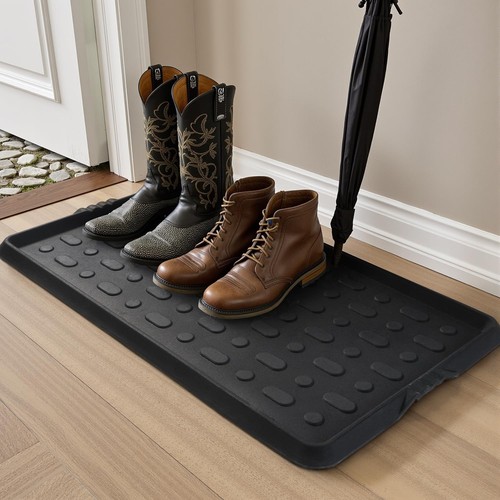 Durable Rubber Boot Tray and Shoe Mat for Entryway - Heavy Duty Waterproof Sh...