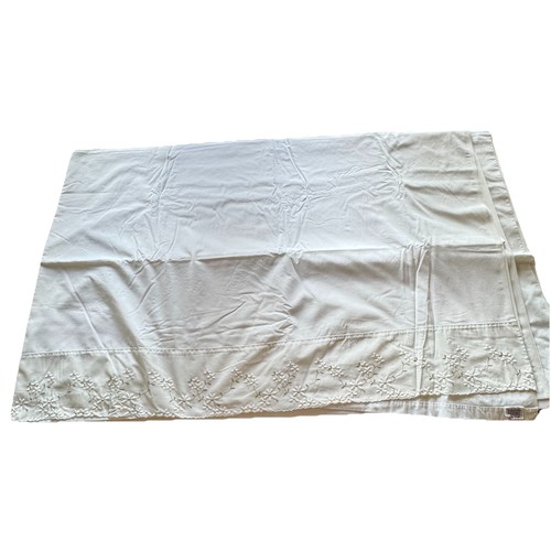 VTG Wamsutta Supercale Plus Ivory Full Flat Sheet & Pillowcase Daisy Embroidery - Picture 10 of 16