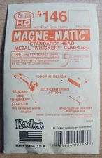 HO SCALE KADEE #146 LONG CENTERSET SHANK STANDARD HEAD METAL WHISKER COUPLERS 