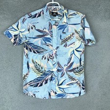O'Neill Shirt Mens Small Blue Floral Hawaiian Button Up Modern Fit Rayon Cotton