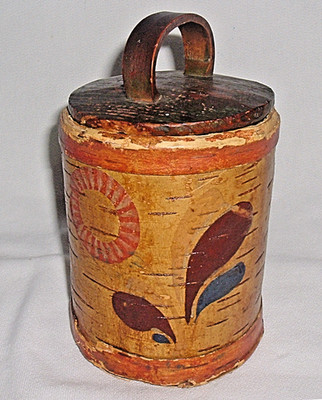 Native American BIRCH Tree BARK & YELLOW PINE Cylinder CONTAINER w Org LID COVER