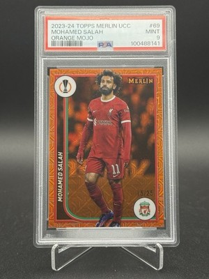 Topps Merlin UCC Mohamed Salah /25 PSA 9 Liverpool FC Orange Mojo Egypt