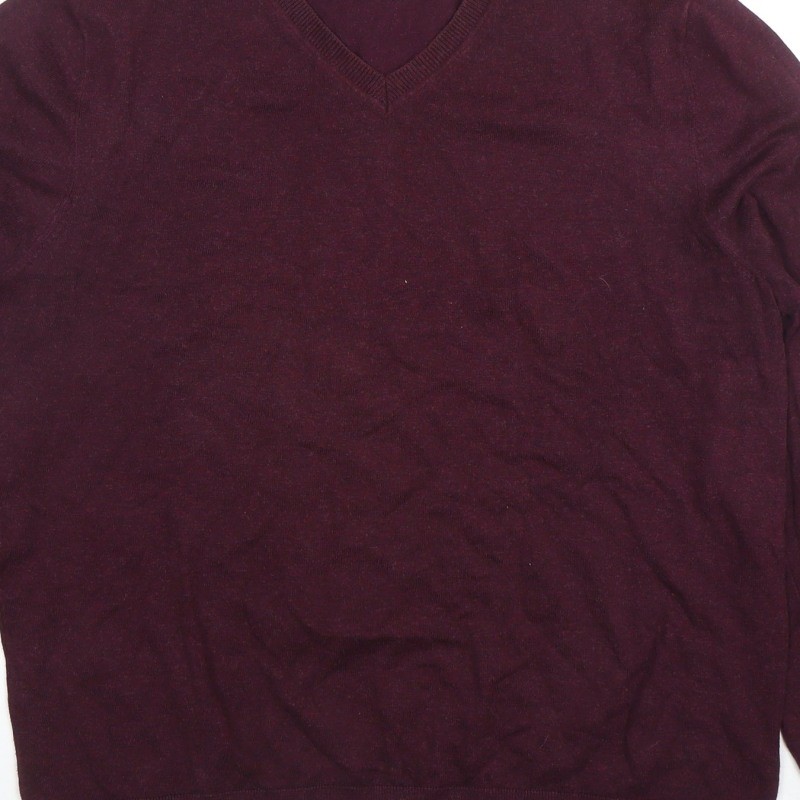 Burton Menswear London Mens Pullover Jumper Size L Purple V-Neck Long Sleeve image 7