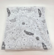 Disney Baby Winnie The Pooh Blanket Muted Print Gray Stars Rainbows Clouds B26