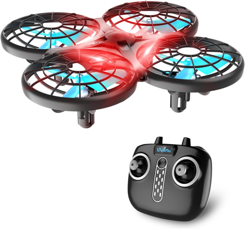 Drone I9 Per Bambini Con Telecomando, Luci LED Colorate, Decollo/atterraggio Con Un Tasto, Mantenimento Altitudine, Flip 3D E 2 Batterie, Regalo Divertente Per Ragazzi E Ragazze
