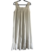 Vintage Willow Creek White Lace Cotton Nightgown Cottagecore USA M Est EUC