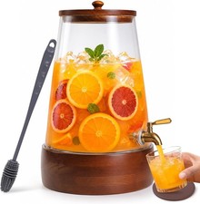 Dispensador de bebidas de vidrio con grifo, dispensador de bebidas de 1,72 galones para fiestas