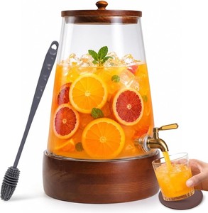 Glass Drink Dispenser with Spigot, 1.72 Gallon Beverage Dispenser for Parties