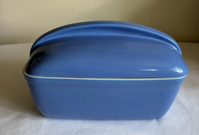 VTG Hall China Blue Rectangular Refrigerator Dish w/Lid Westinghouse 5074 USA