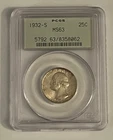 1932-S Washington Silver Quarter 25C - PCGS MS 63 - Old Green Holder
