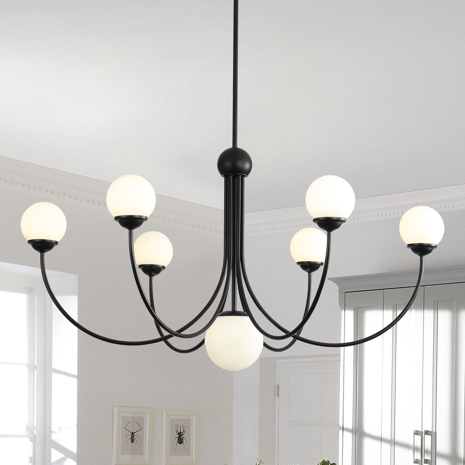 Lumifly Modern Sputnik Chandelier for Dining Room Large 38 Inch Glass Globe B...