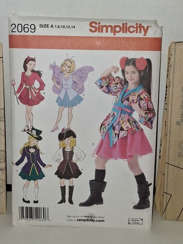 Girls Anime Pirate Fairy Devel Mad Hatter Simplicity 2069 Sz 7 8 10 12 14 Costum - Picture 2 of 5