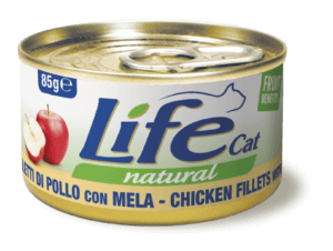 Life Cat Natural con Frutta 85 gr Pollo con mela - confezione da 24 pezzi - Cibo umido per gatti - 1° ORDINE? scegli tra BZR5 - BZR20 + 200 pt fedeltà - Immagine 3