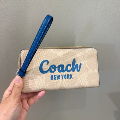 Coach CZ330 Long Zip Around Wallet In Signature Canvas With