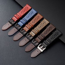 Quality Vintage Genuine Leather Watch Band Hollowed-out Straps Mens 20 22 24mm