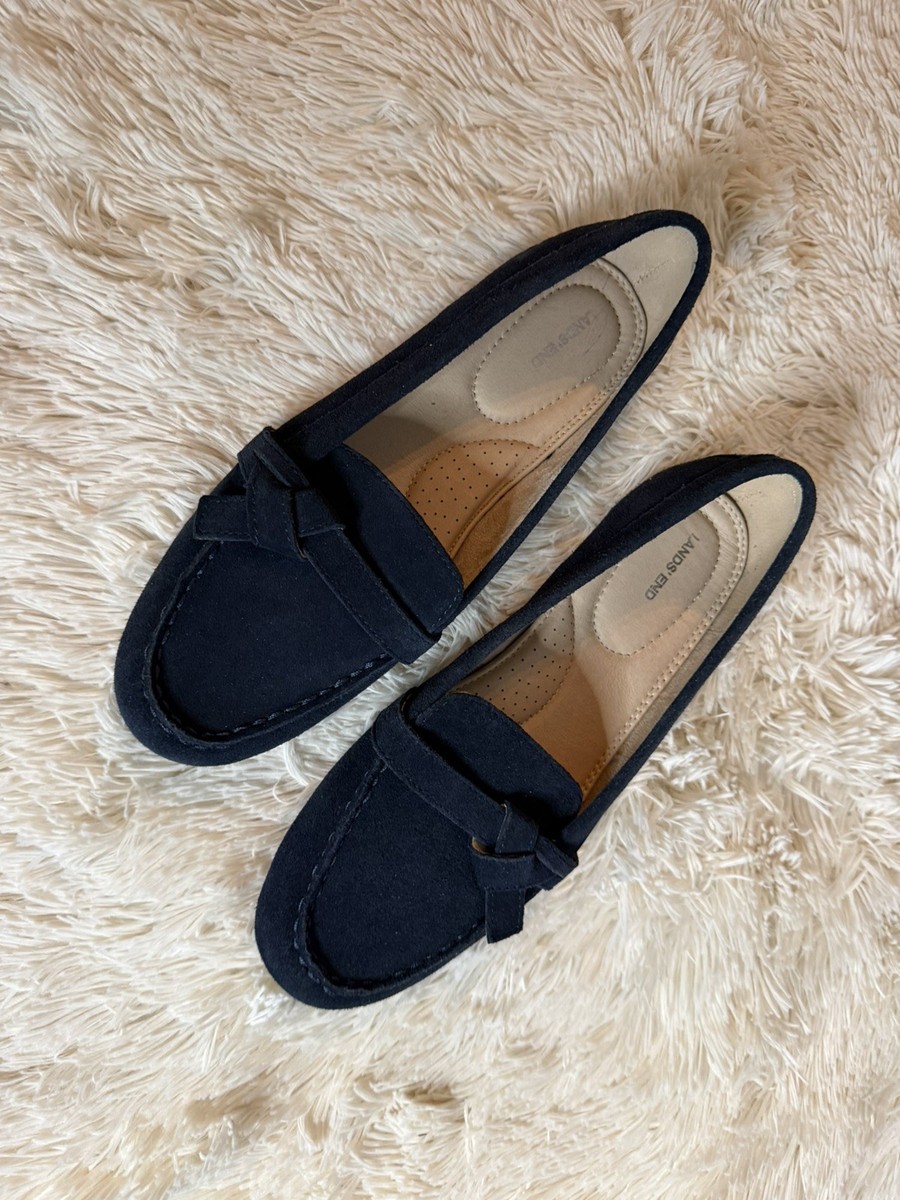 Lands End 9B Suede Leather Slip On Loafers Moccasins Driving  display picture 2