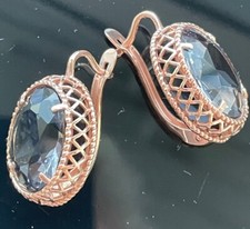 8.5Gr 24mm Long  SILVER 925 EARRINGS LEVER BACK Created Alexandrite Gold Plated