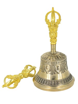7  Gold Plated Tibetan Bell & Dorjee Set
