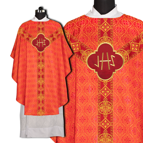 Handcrafted Liturgical Gothic Chasuble Vestment with Ornate Designer Orphrey - Picture 15 of 18