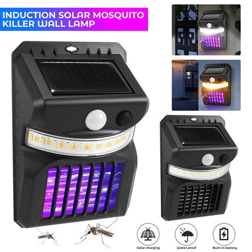 Solar Powered LED Mosquito Fly Bug Insect Zapper Killer Trap Lamp Light Outdoor - Picture 2 of 24