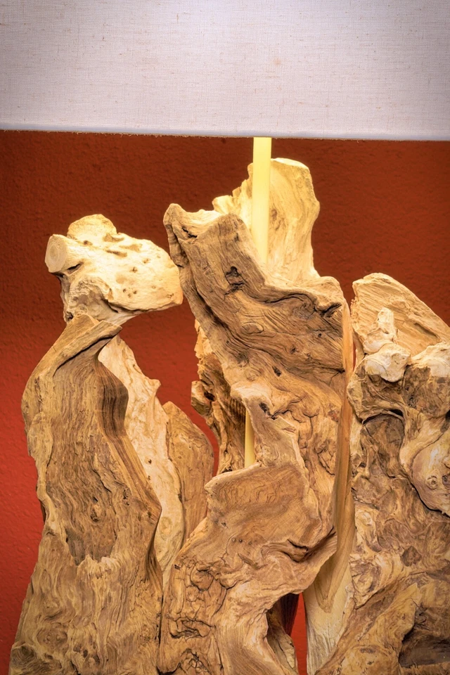 Treibholz Tischlampe Wurzel Lampenschirm Leuchte elegant rustikal natur beige - Bild 4 von 4