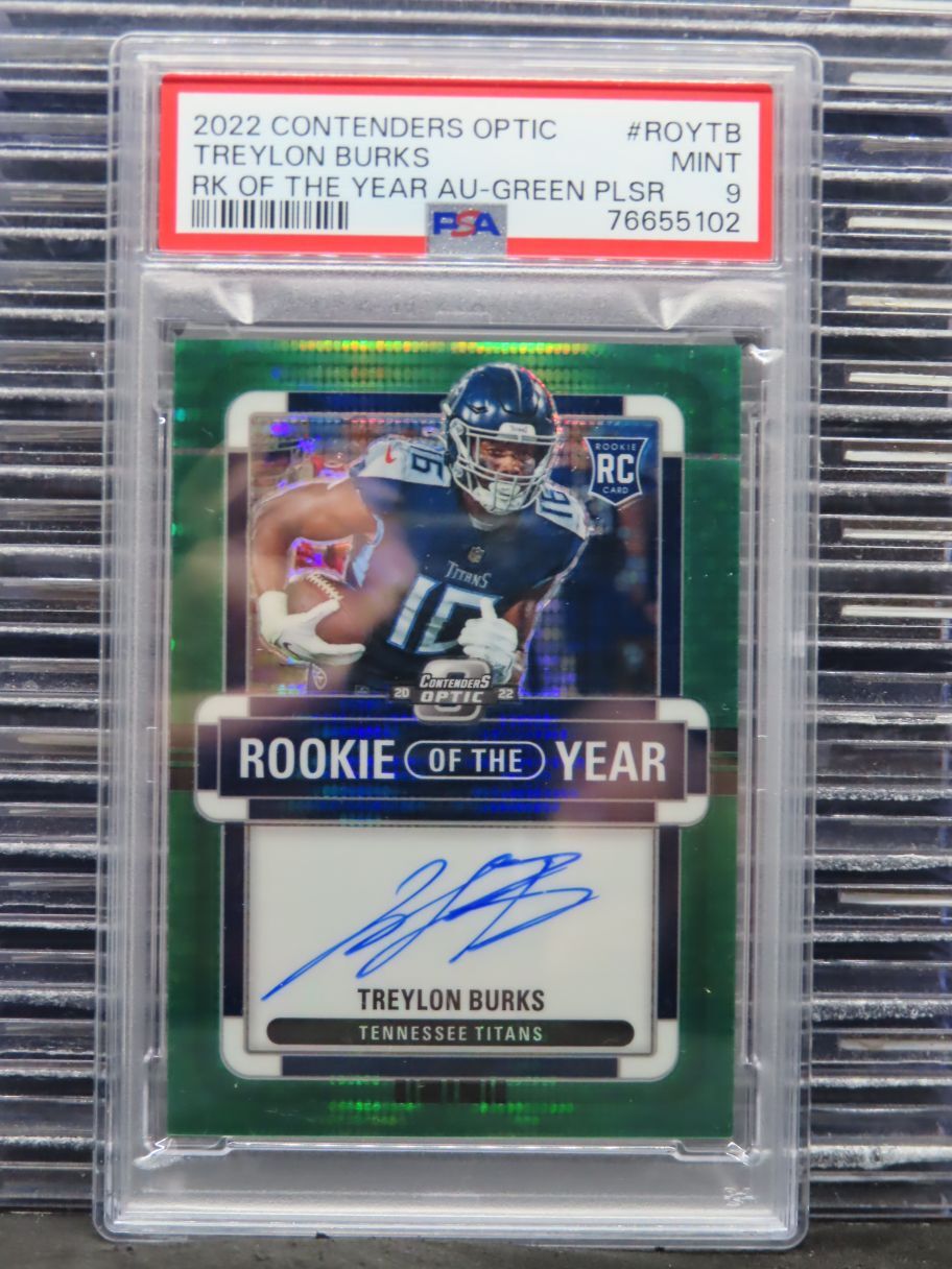 Treylon Burks Panini Contenders Optic Rookie of the Year Contenders Autographs #ROYTB Green Pulsar