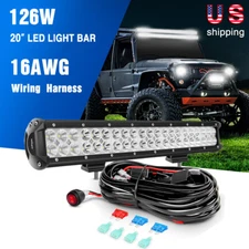 Nilight 20Inch LED Light Bar 126W for Offroad 4X4 4WD Car Lamps + Wiring Harness
