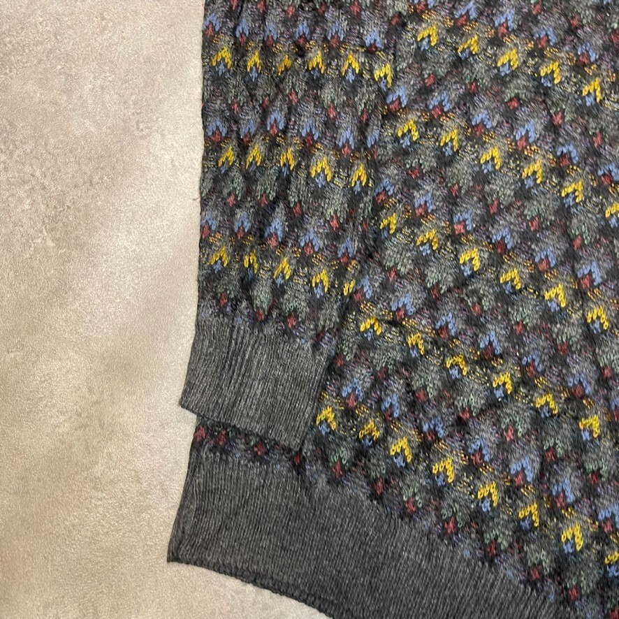 Vintage Knitted Jumper Mens XL Aztec Patterned Crew Neck Sweater, Grey image 6