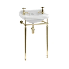 Burlington Edwardian 51cm Cloakroom Basin & Gold Washstand B8 & T21A gold