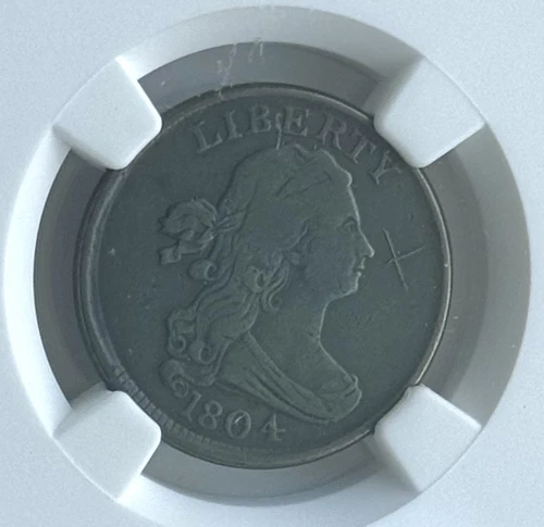 1804 1/2c Draped Bust Half Cent NGC VF Details Obv Graffiti