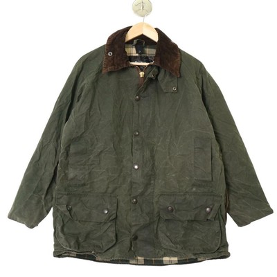 Barbour BEAUFORT Corduroy Collar Oiled Jacket Blouson Coat Men 40 Green Olive