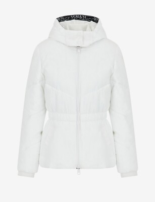 Armani Exchange gefütterte Damenjacke Mantel weiß mit Kapuze Damen Large NEU