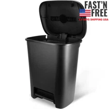 Hefty 20.4 Gallon Step-On Trash Can, Extra Large Plastic Kitchen Trash Can