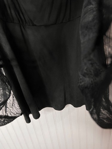 Top donna TORRID 1X boho chic nero pizzo slip canotta 2Fer elegante pizzo floreale - Foto 6 di 11