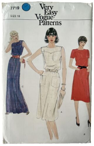 Vintage Sewing Pattern Vogue 7719 Womens Size 18 Dress FF - Foto 1 di 5