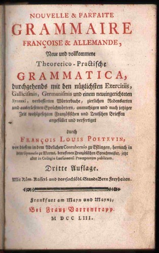 1753 Nouvelle et Parfaite Grammaire Francoise Allemande Grammar French German