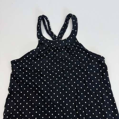 Abercrombie Kids Sz 13/14 Navy Blue White Polka Dot Racerback Tank Top Braided - Picture 3 of 10