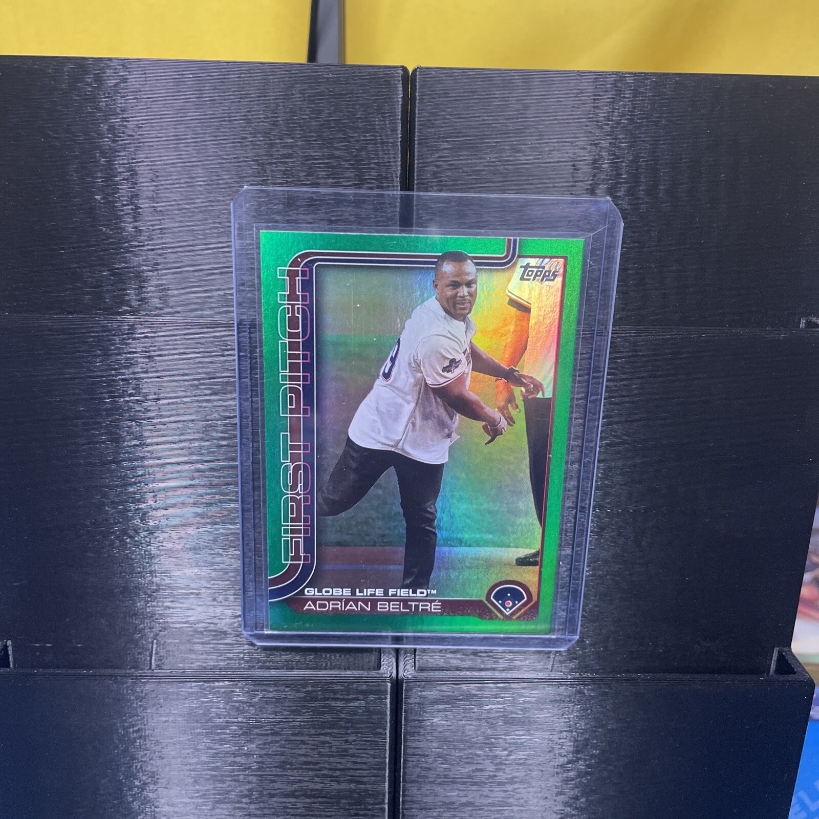 2025 Topps Series 1 Adrian Beltre First Pitch Green Foil 68/99