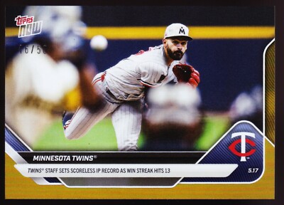 Twins Record Pablo Lopez Joe Ryan Bailey Ober Jax 2025 Topps Now #190 Gold 46/50