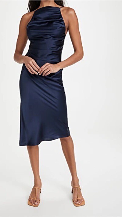 Amanda Uprichard Georgina Dress Ink Dark Blue Silk Party Elegant XS NWOT $277